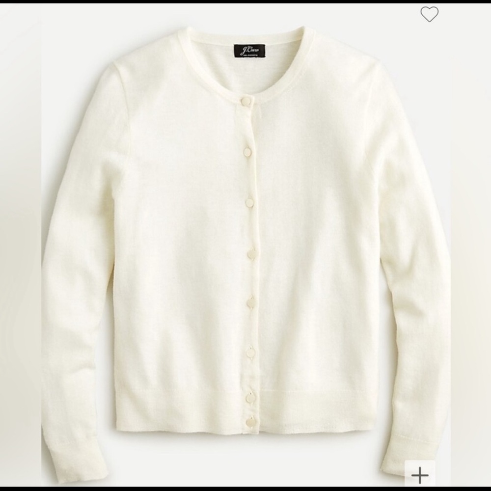 J. Crew Featherweight 100% Cashmere Cardigan Sweater S.z.Medium Off White Cream.